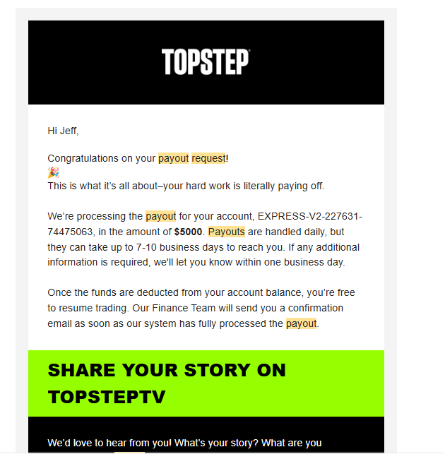 Topstep payout 5