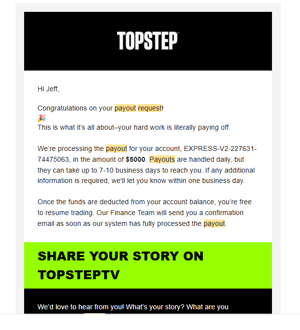 Topstep payout 6
