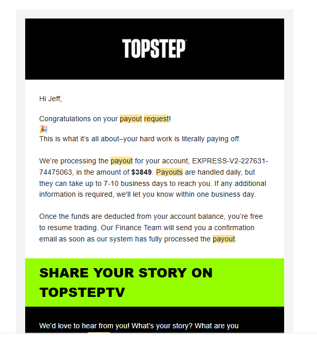 Topstep payout 7