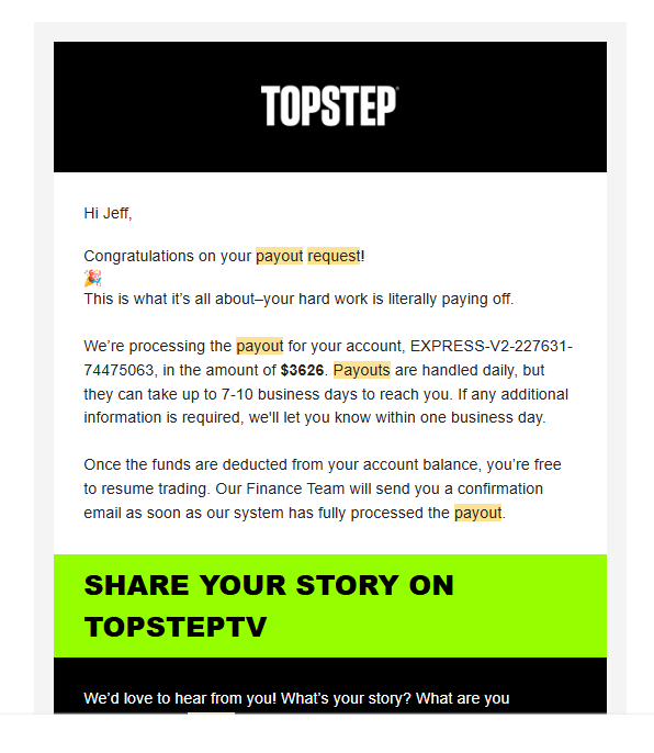 Topstep payout 8
